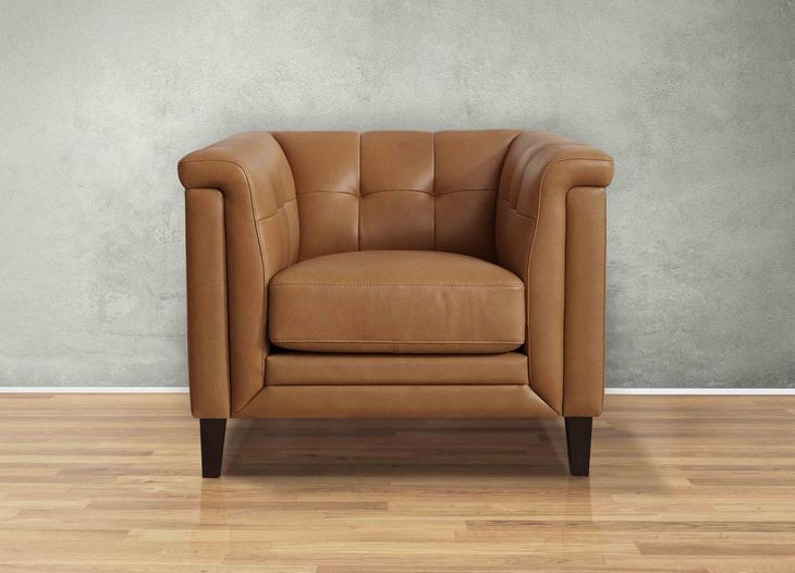 Elric Cognac Leather Upholstered Accent Chair