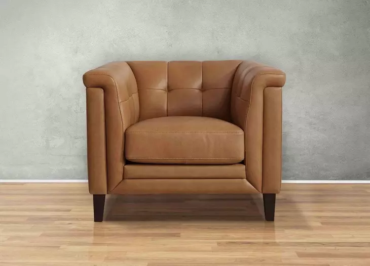 Elric Cognac Leather Upholstered Accent Chair