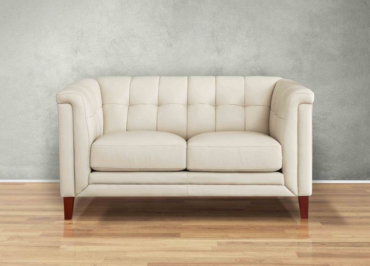 Elric Vanilla Leather 62" Loveseat