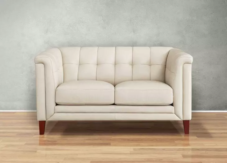 Elric Vanilla Leather 62" Loveseat