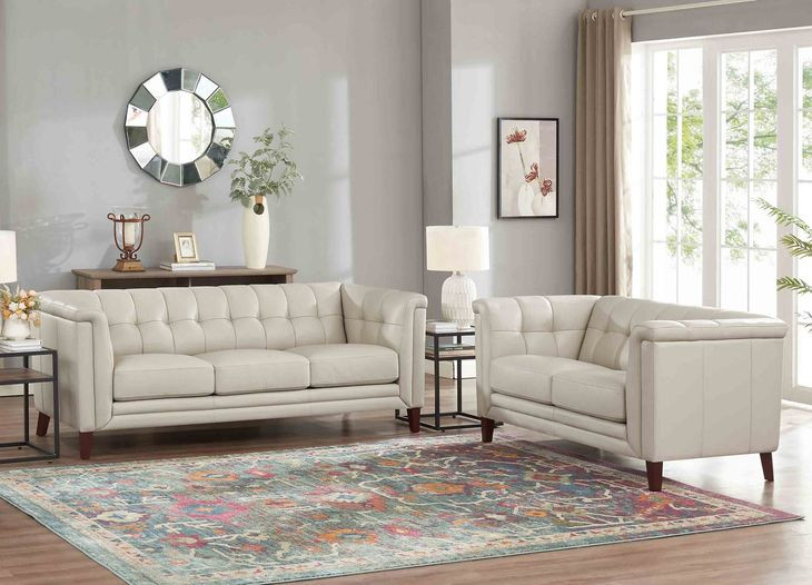 Elric Vanilla Leather 62" Loveseat
