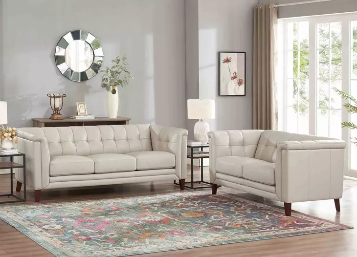 Elric Vanilla Leather 62" Loveseat
