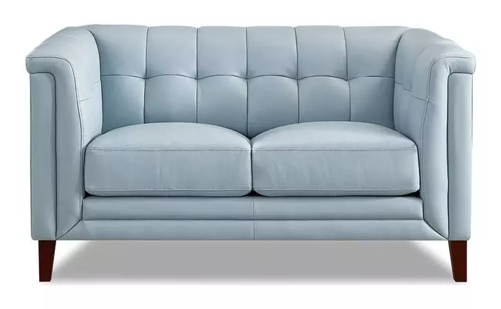 Elric Spa Blue Leather 62" Loveseat