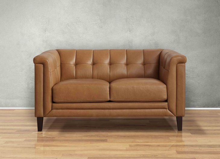Elric Cognac Leather 62" Loveseat