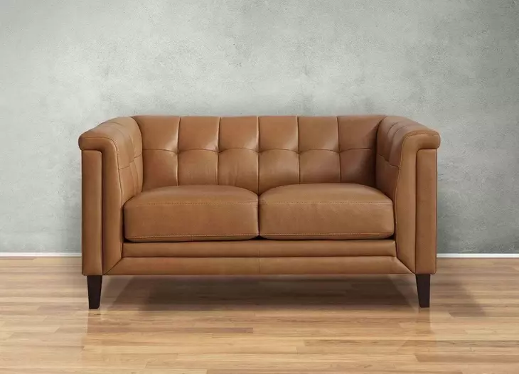 Elric Cognac Leather 62" Loveseat