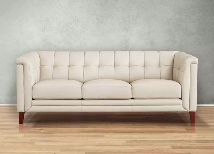 Elric Vanilla Leather 84" Sofa