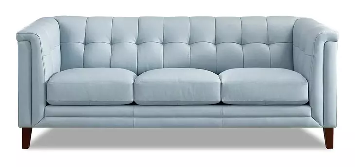 Elric Spa Blue Leather 84" Sofa