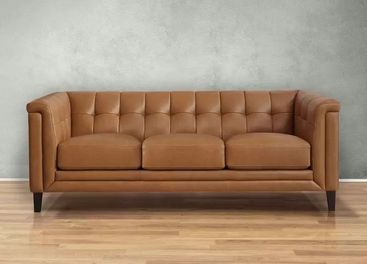 Elric Cognac Leather 84" Sofa
