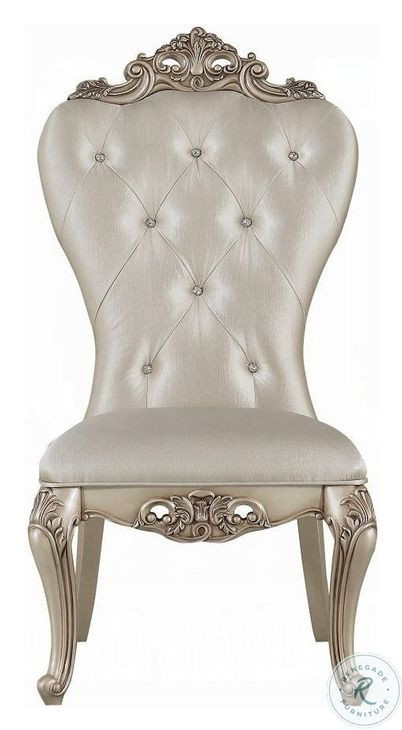 Gorsedd Cream Fabric and Golden Ivory Side Chair Set of 2