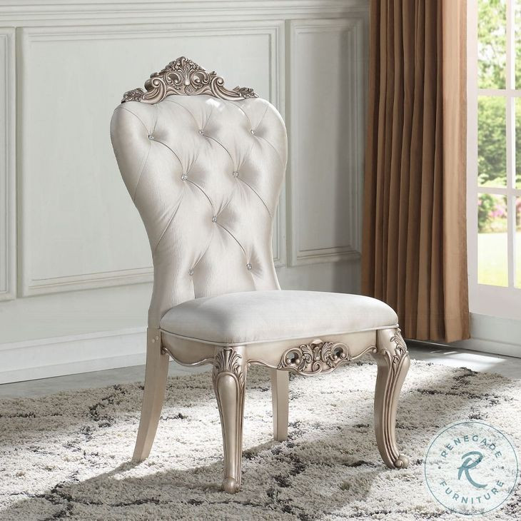 Gorsedd Cream Fabric and Golden Ivory Side Chair Set of 2