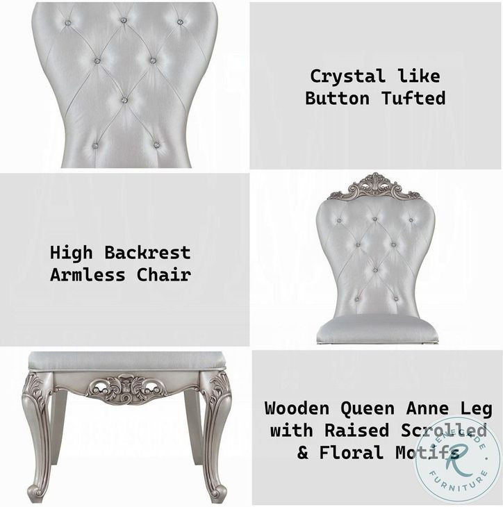 Gorsedd Cream Fabric and Golden Ivory Side Chair Set of 2