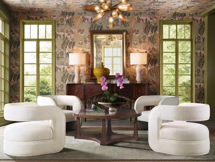 Cascade Lacquered Burlap Accent Chair