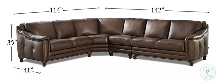 Bexley Caramel Top Grain Leather 4 Piece Sectional