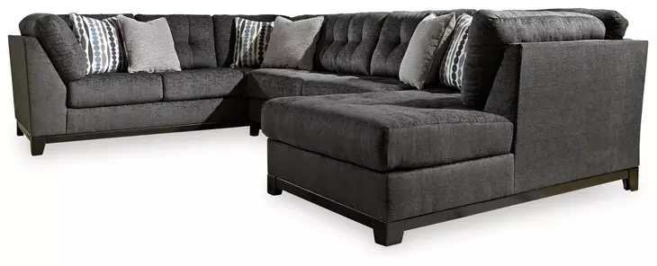 Reidshire Steel Gray 3 Piece Modular Sectional with RAF Corner Chaise and Pillows