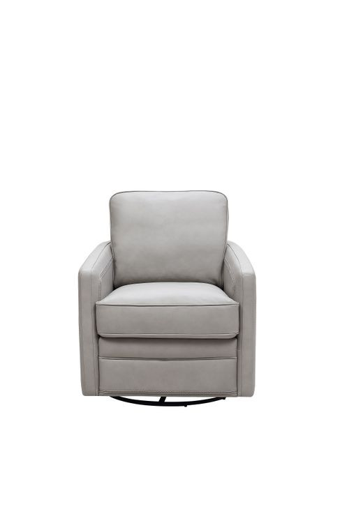 Turner Stone Leather Upholstered Swivel Glider Accent Chair