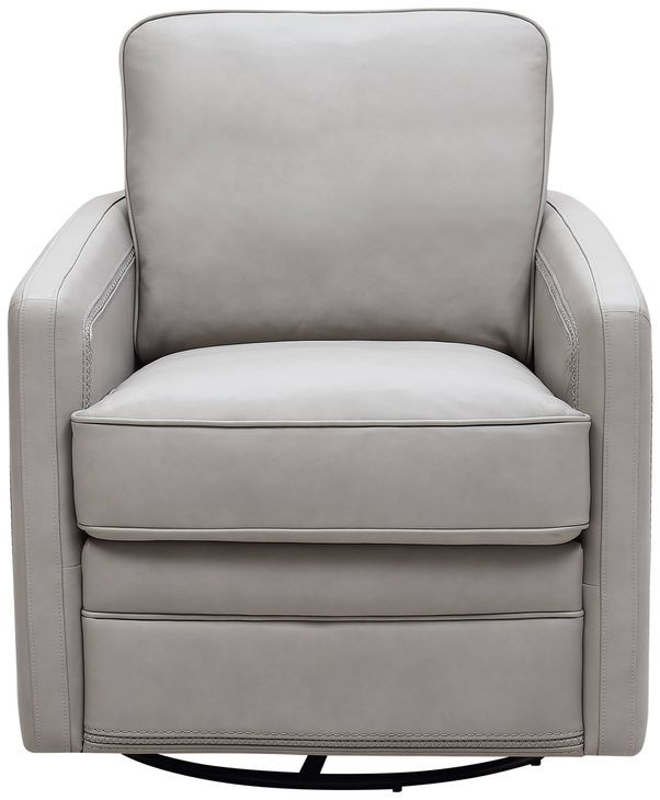 Turner Stone Leather Upholstered Swivel Glider Accent Chair