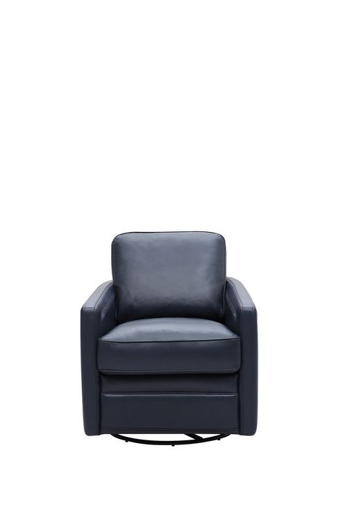Turner Blue Leather Upholstered Swivel Glider Accent Chair