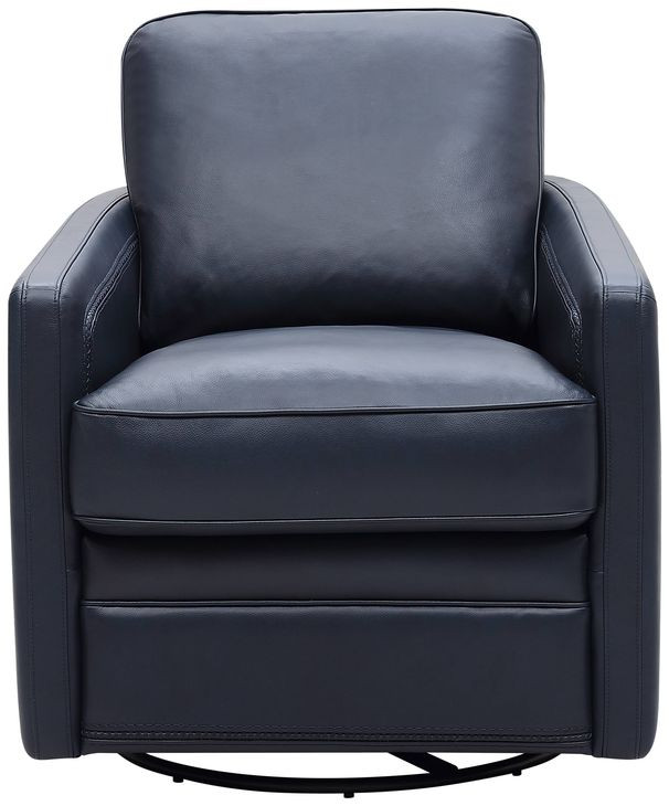 Turner Blue Leather Upholstered Swivel Glider Accent Chair