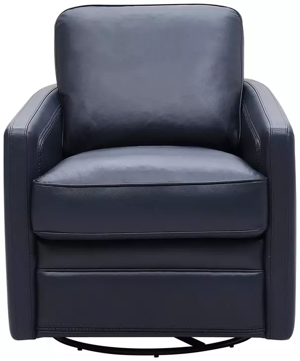 Turner Blue Leather Upholstered Swivel Glider Accent Chair