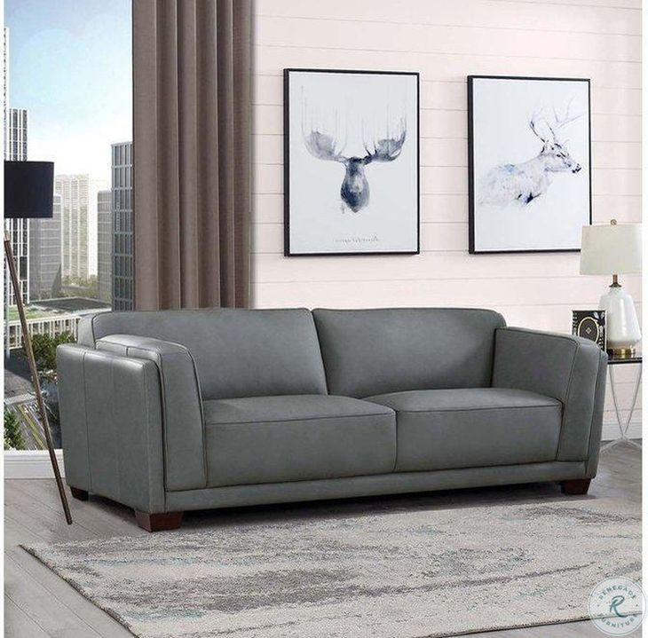 Preston Slate Leather 93" Sofa