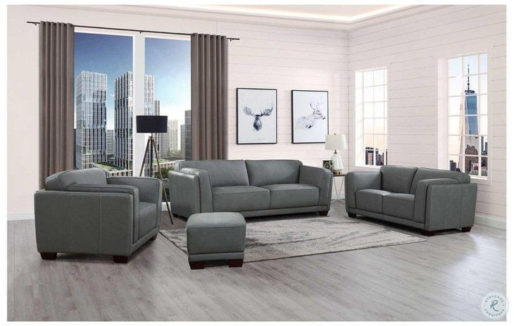 Preston Slate Gray Leather Upholstered Accent Chair