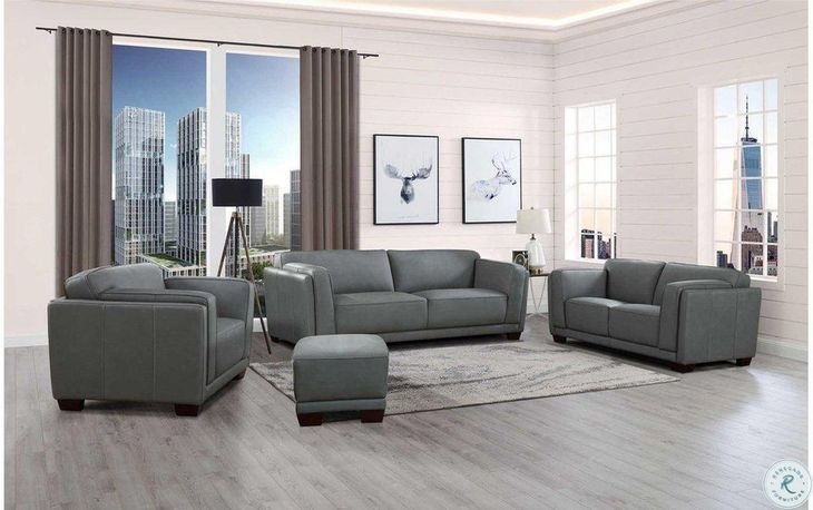 Preston Slate Leather 67" Loveseat