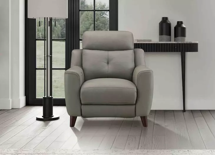 Cordell Slate Leather Zero Gravity Power Recliner with Power Headrest and USB Charging