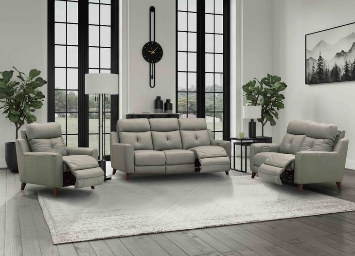 Cordell Slate Leather Zero Gravity Power Reclining Living Room Set