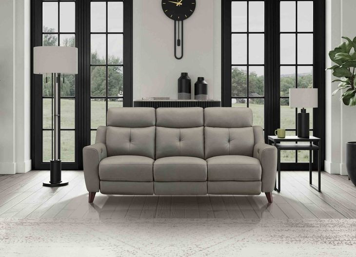 Cordell Slate Leather 86" Zero Gravity Power Reclining Sofa with Power Headrest and USB Charging