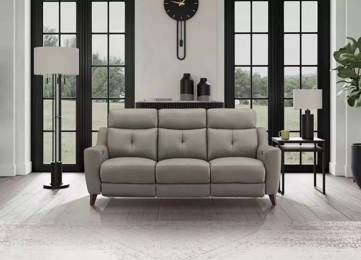 Cordell Slate Leather 86" Zero Gravity Power Reclining Sofa with Power Headrest and USB Charging