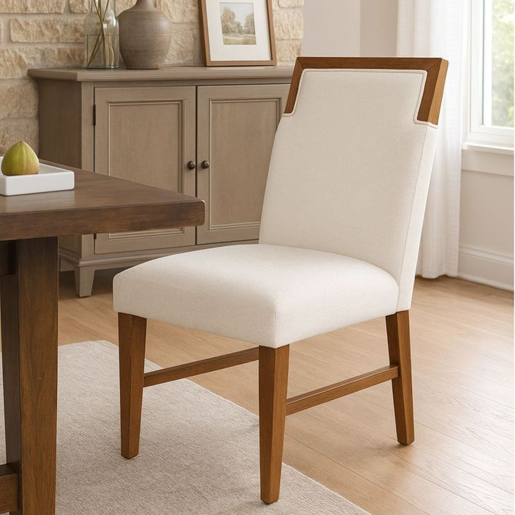 Donte Oak Upholstered Side Chair Set of 2