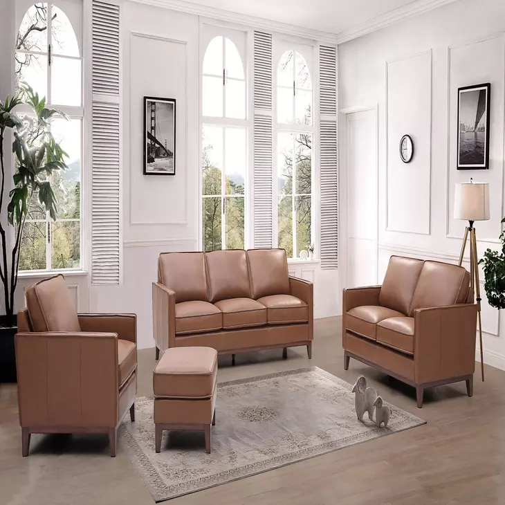 Weston Highland Saddle Leather Living Room Set