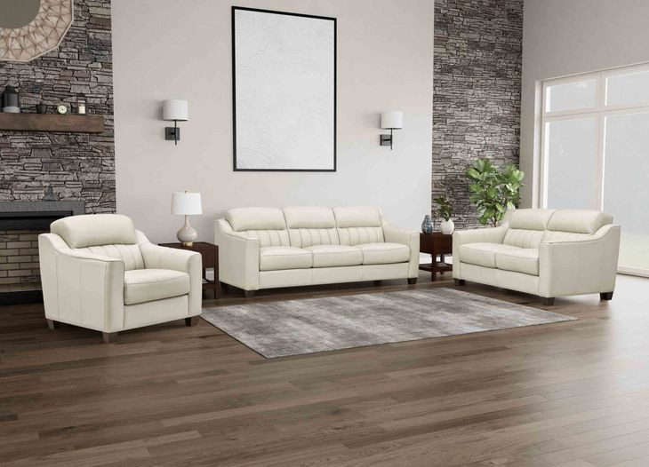 Upton Vanilla Leather Living Room Set