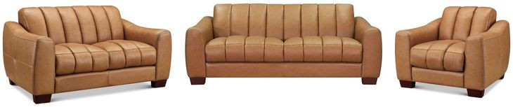 Baylor Cinnamon Brown Leather Living Room Set
