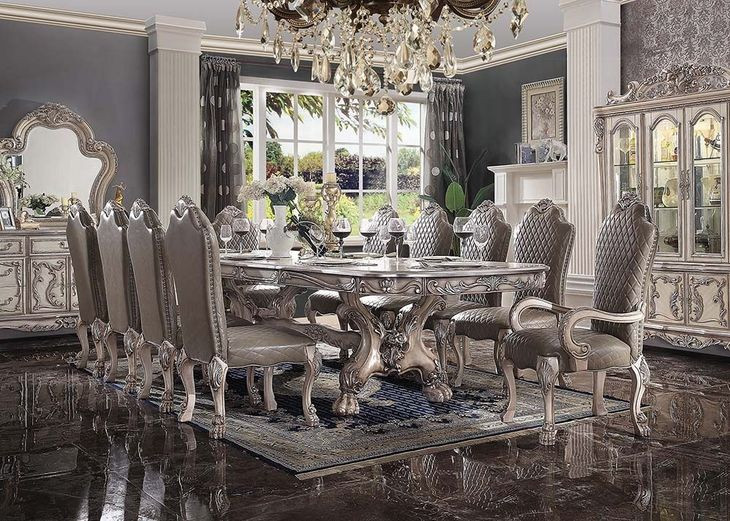 Dresden Gray Upholstered Arm Chair with Nailhead Trim Set of 2