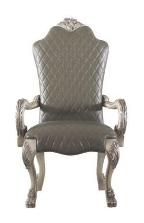 Dresden Gray Upholstered Arm Chair with Nailhead Trim Set of 2
