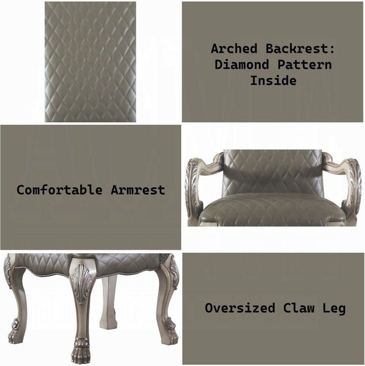 Dresden Gray Upholstered Arm Chair with Nailhead Trim Set of 2