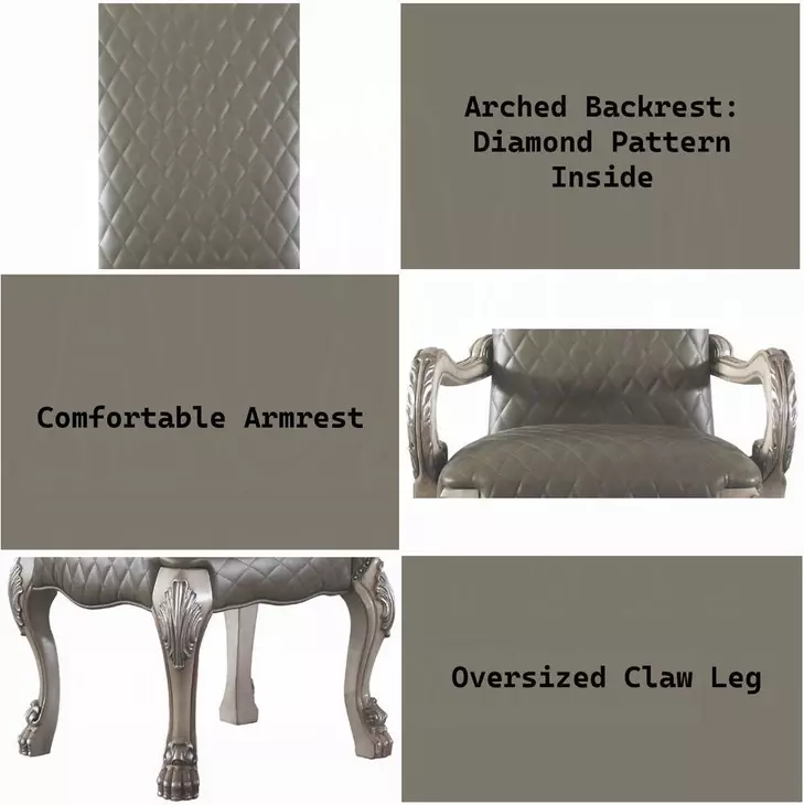 Dresden Gray Upholstered Arm Chair with Nailhead Trim Set of 2