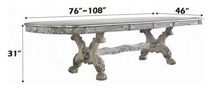 Dresden Vintage Bone White 108" Extendable Rectangular Dining Table