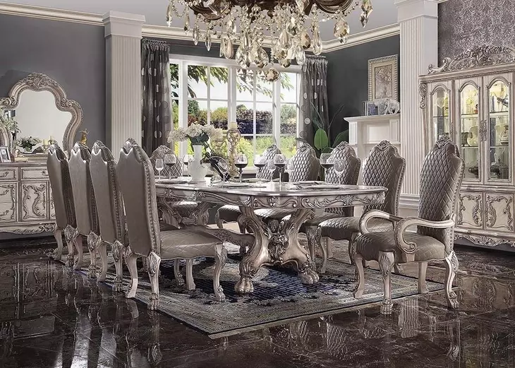 Dresden Vintage Bone White 108" Extendable Rectangular Dining Table