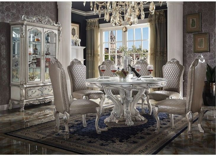 Dresden Vintage Bone White 60" Round Dining Table