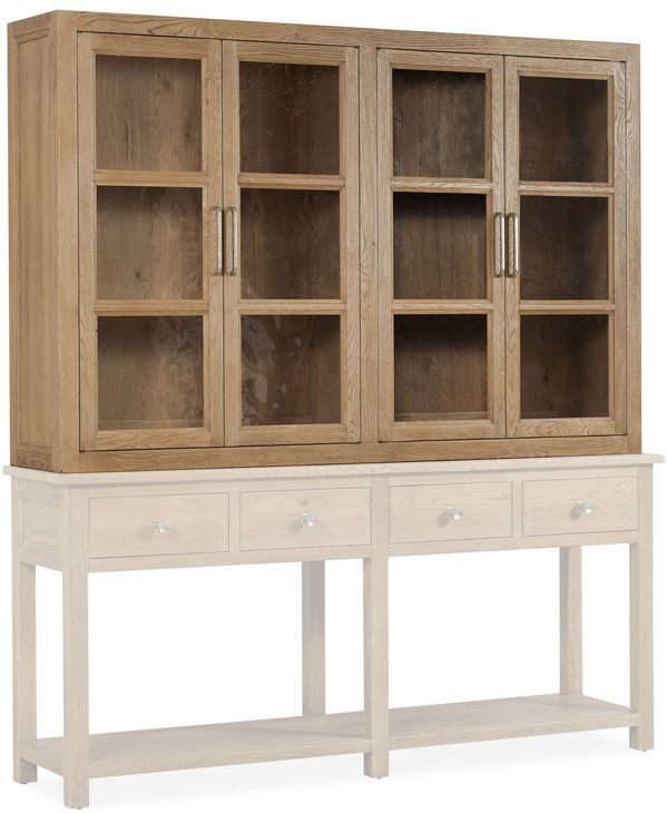 Driftwood Light Brown 4 Glass Door Display Sideboard with LED