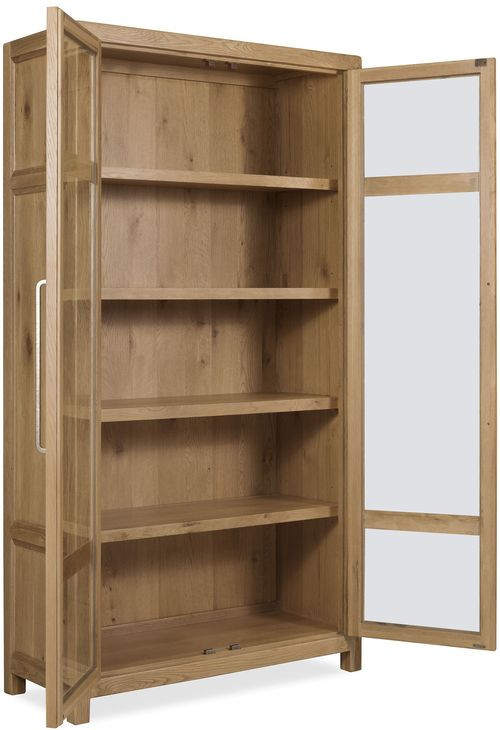 Driftwood Light Brown 2 Glass Door Display Cabinet