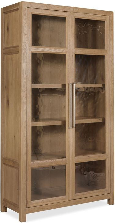 Driftwood Light Brown 2 Glass Door Display Cabinet