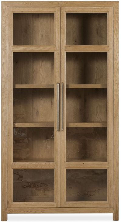 Driftwood Light Brown 2 Glass Door Display Cabinet