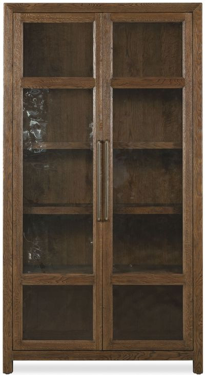 Driftwood Medium Brown 2 Glass Door Display Cabinet