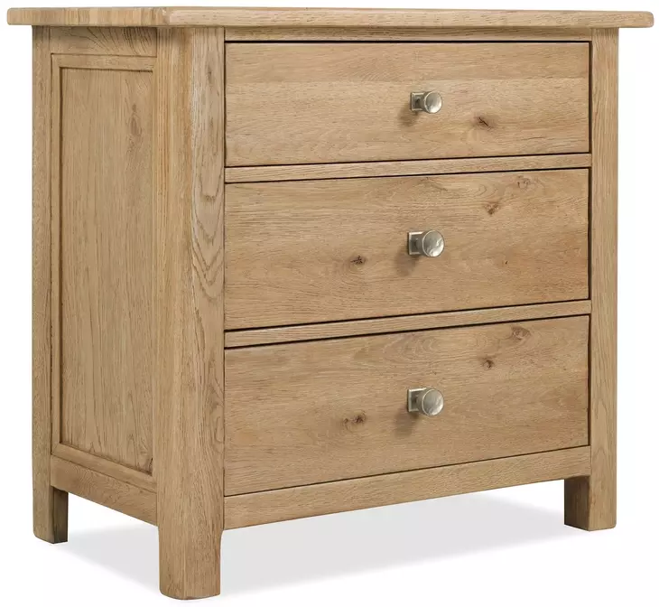 Driftwood Light Brown 3 Drawer Nightstand with USB Charging