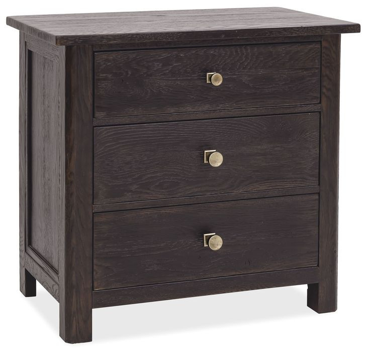 Driftwood Black 3 Drawer Nightstand with USB Charging