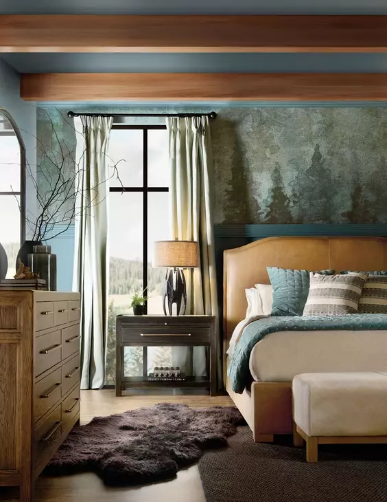 Driftwood Brown Upholstered California King Panel Bed
