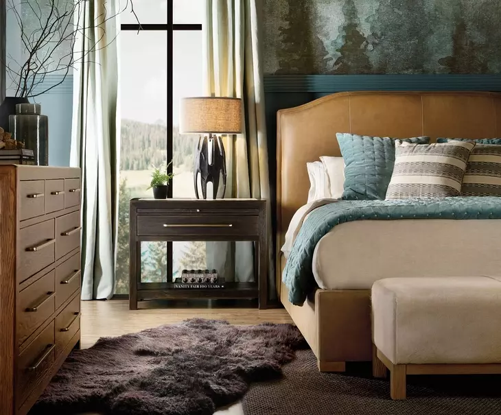 Driftwood Brown Upholstered California King Panel Bed